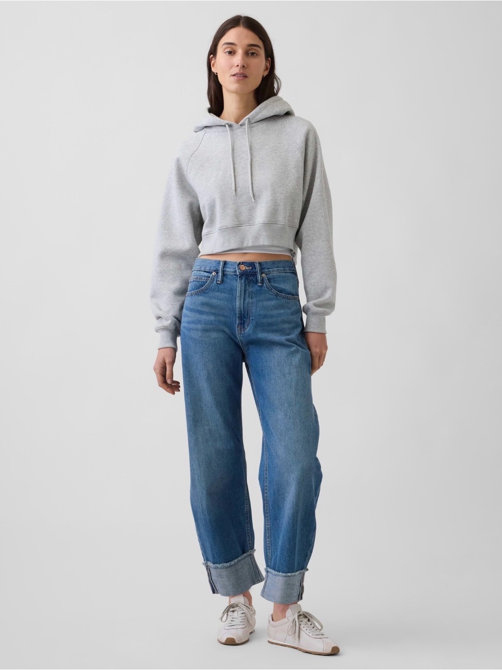 GAP High Rise Cuffed Barrel Jeans size 30